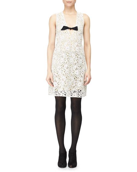 burberry prorsum floral lace and macramé dress|Burberry Floral Macrame Lace Dress W/ Bow, White .